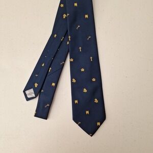 WM Chelsea Unique Neck Tie Masonic Symbol Navy Sailboat Cross Vintage